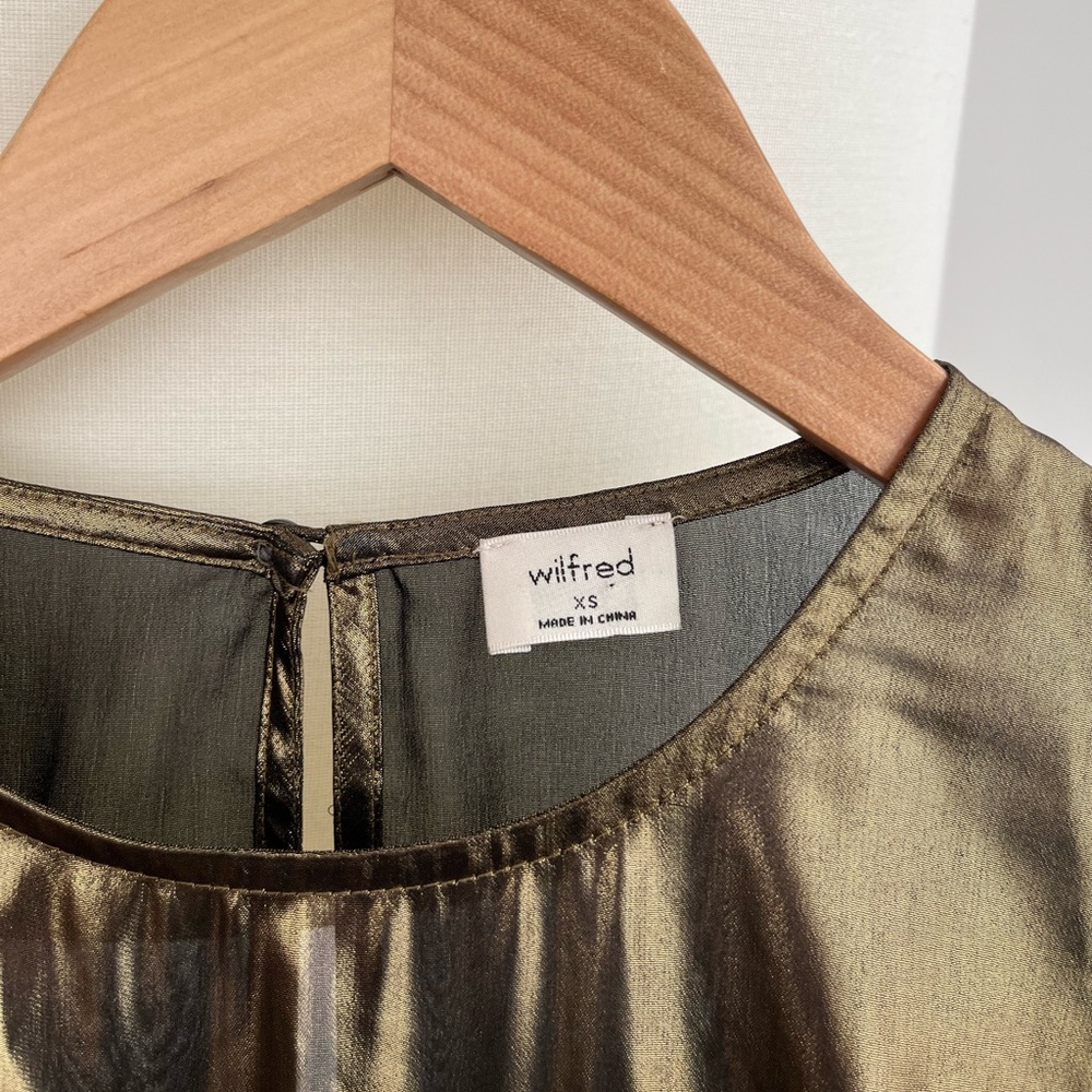 Aritzia Wilfred Gold Metallic Ballad Blouse - Picture 3 of 5